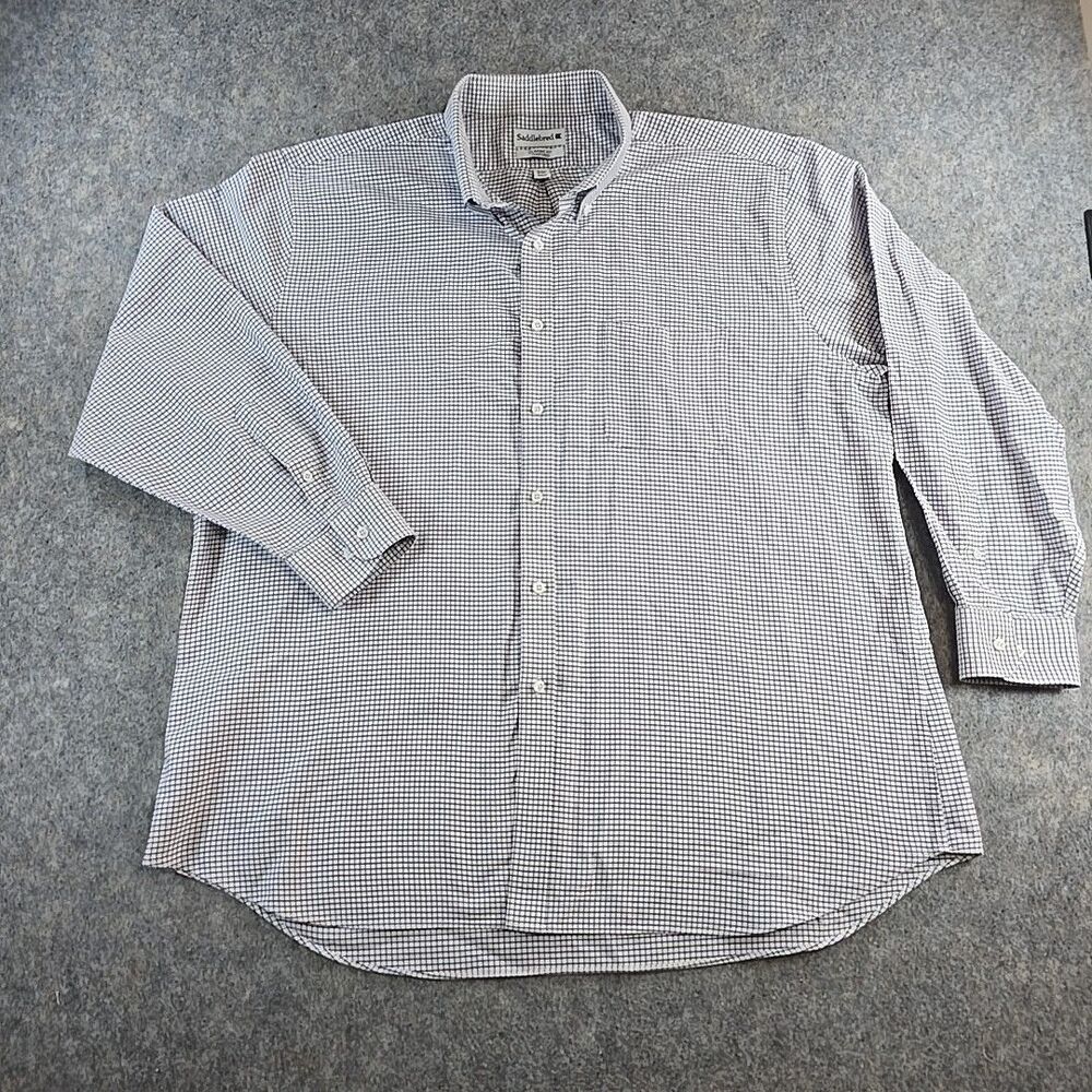 Saddlebred Mens Classic Fit Oxford Button Down Sz 18-18 1/2 34/35 XL White Check